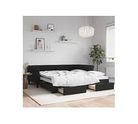 Vidaxl Lit De Jour Avec Gigogne Et Tiroirs Noir 100x200 Cm Velours Multicolore