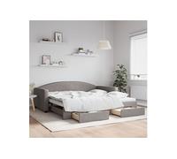 vidaXL Slaapbank met onderschuifbed en lades 100x200 cm stof taupe3197232 Taupe G