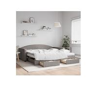 Vidaxl Lit De Jour Avec Gigogne Et Tiroirs Taupe 100x200 Cm Tissu Multicolore