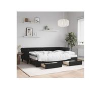 Vidaxl Lit De Jour Avec Gigogne Et Tiroirs Noir 80x200 Cm Velours Multicolore