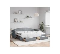 Vidaxl Lit De Jour Avec Gigogne Et Tiroirs Gris Clair 80x200 Cm Tissu Gris