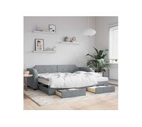 Slaapbank met onderschuifbed en lades 80x200 cm stof lichtgrijs3197665