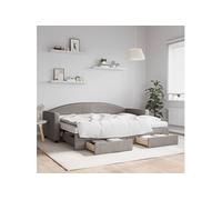 Vidaxl Lit De Jour Avec Gigogne Et Tiroirs Taupe 80x200 Cm Tissu Multicolore