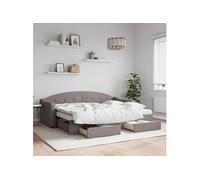Vidaxl Lit De Jour Avec Gigogne Et Tiroirs Taupe 80x200 Cm Tissu Multicolore