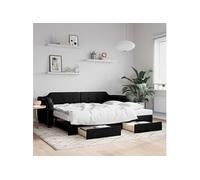 Vidaxl Lit De Jour Avec Gigogne Et Tiroirs Noir 80x200 Cm Tissu Multicolore