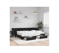 Vidaxl Lit De Jour Avec Gigogne Et Tiroirs Noir 90x190 Cm Velours Multicolore
