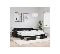 vidaXL Slaapbank met onderschuifbed en lades 90x190 cm fluweel zwart3197016 Noir G