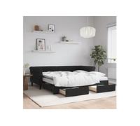 Vidaxl Lit De Jour Avec Gigogne Et Tiroirs Noir 90x190 Cm Velours Multicolore