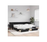 Vidaxl Lit De Jour Avec Gigogne Et Tiroirs Noir 90x200 Cm Velours Multicolore