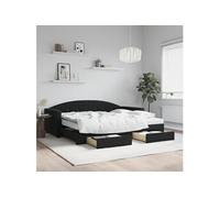 Vidaxl Lit De Jour Avec Gigogne Et Tiroirs Noir 90x200 Cm Velours Multicolore