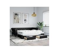 Vidaxl Lit De Jour Avec Gigogne Et Tiroirs Noir 90x200 Cm Similicuir Multicolore