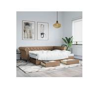 Vidaxl Lit De Jour Avec Lit Gigogne Et Tiroirs Cappuccino 90x200 Cm Multicolore