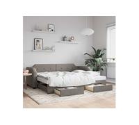 Vidaxl Lit De Jour Avec Gigogne Et Tiroirs Taupe 90x200 Cm Tissu Multicolore