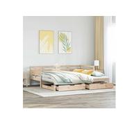 Lit de jour et lit gigogne et tiroirs 90x190 cm bois pin massif, canapé-lit, lit d'invité, lit de jour en bois, lit de jour, lit d'appoint