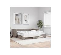 Vidaxl Lit De Jour Avec Gigogne Et Matelas Taupe 100x200 Cm Tissu Multicolore