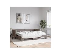 vidaXL Slaapbank met onderschuifbed en matrassen 80x200 cm stof taupe3196594 Taupe G