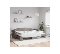 vidaXL Slaapbank met onderschuifbed en matrassen 80x200 cm stof taupe3197204 Taupe G