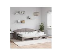 Vidaxl Lit De Jour Avec Gigogne Et Matelas Taupe 80x200 Cm Tissu Multicolore
