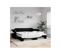 vidaXL Lit de jour avec gigogne et matelas noir 90x190 cm tissu multicolore