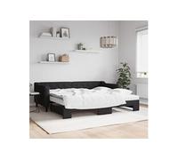 Vidaxl Lit De Jour Avec Gigogne Et Matelas Noir 90x200 Cm Tissu Multicolore