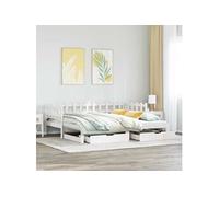 Slaapbank met onderschuifbed/lades zonder matras 90x200 cm wit3302252