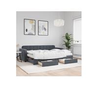 Vidaxl Lit De Jour Avec Gigogne Et Tiroirs Gris Foncé 80x200cm Velours Multicolore