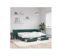 vidaXL Canapé-lit 3196758 – 80x200 cm velours vert foncé avec gigogne et tiroirs