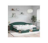 Vidaxl Lit De Jour Avec Gigogne Et Tiroirs Vert Foncé 80x200cm Velours Multicolore