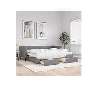 Vidaxl Lit De Jour Avec Gigogne Et Tiroirs Gris Foncé 90x190 Cm Tissu Multicolore