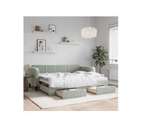 Slaapbank onderschuifbed en lades 90x200 cm fluweel lichtgrijs3197111