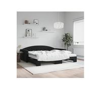 Slaapbank onderschuifbed en matrassen 100x200 cm fluweel zwart3197336