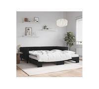 Vidaxl Lit De Jour Avec Lit Gigogne Et Matelas Noir 100x200 Cm Velours Multicolore
