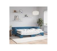 vidaXL Lit de jour canapé-lit avec lit gigogne et matelas 80x200 cm velours bleu