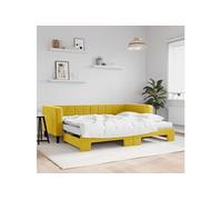 Vidaxl Lit De Jour Avec Gigogne Et Matelas Jaune 90x200 Cm Velours Multicolore