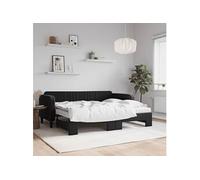 Vidaxl Lit De Jour Avec Gigogne Et Matelas Noir 90x200 Cm Velours Multicolore
