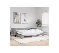vidaXL Lit de Jour avec gigogne et Matelas Gris Clair 90x200 cm Tissu, canapé-lit, canapé-lit Confortable, lit de Jour gigogne, lit d'appoint