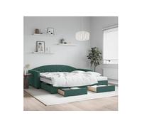 vidaXL Lit de jour et gigogne et tiroirs vert foncé 100x200 cm velours