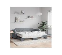 Vidaxl Lit De Jour Avec Gigogne Et Matelas Gris Clair 100x200 Cm Tissu Multicolore