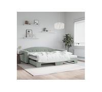 Slaapbank onderschuifbed matrassen 100x200cm fluweel lichtgrijs3197332