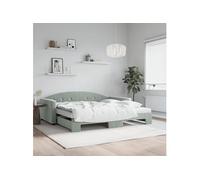 vidaXL Slaapbank onderschuifbed matrassen 100x200cm fluweel lichtgrijs3197332 Gris clair G