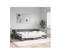 Vidaxl Lit De Jour Avec Gigogne Et Matelas Gris Foncé 80x200 Cm Tissu Multicolore