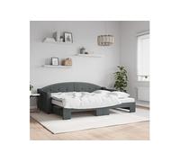 Vidaxl Lit De Jour Avec Gigogne Et Matelas Gris Foncé 80x200 Cm Tissu Multicolore