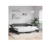 Vidaxl Lit De Jour Avec Gigogne Et Matelas Gris Foncé 80x200 Cm Tissu Multicolore