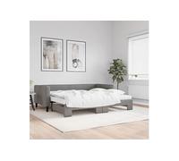 Vidaxl Lit De Jour Avec Gigogne Et Matelas Gris Foncé 90x190 Cm Tissu Multicolore