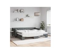 Vidaxl Lit De Jour Avec Gigogne Et Matelas Gris Foncé 90x200 Cm Tissu Multicolore