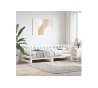 Vidaxl Lit Coulissant Sans Matelas Blanc 2x(80x200) Cm Bois Massif Blanc