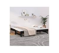 823388 vidaXL Lit coulissant Noir 2x(80x200) cm Bois de pin massif