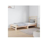 vidaXL Slaapbank uitschuifbaar massief grenenhout 2x(90x190) cm3124747 Marron G
