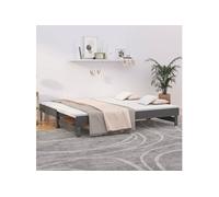 Slaapbank uitschuifbaar massief grenenhout grijs 2x(100x200) cm823376