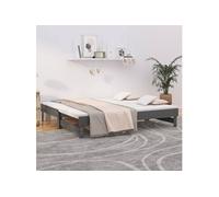 Slaapbank uitschuifbaar massief grenenhout grijs 2x(90x190) cm823391